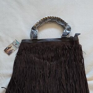 Heritage West Chocolate Brown Fringe Western Shoulder Bag with Detachable Strap